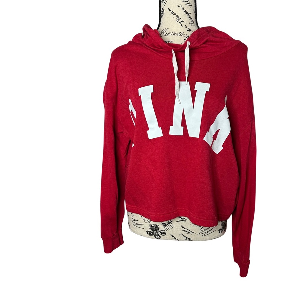 PINK Red Cowl Neck Sweatshirt